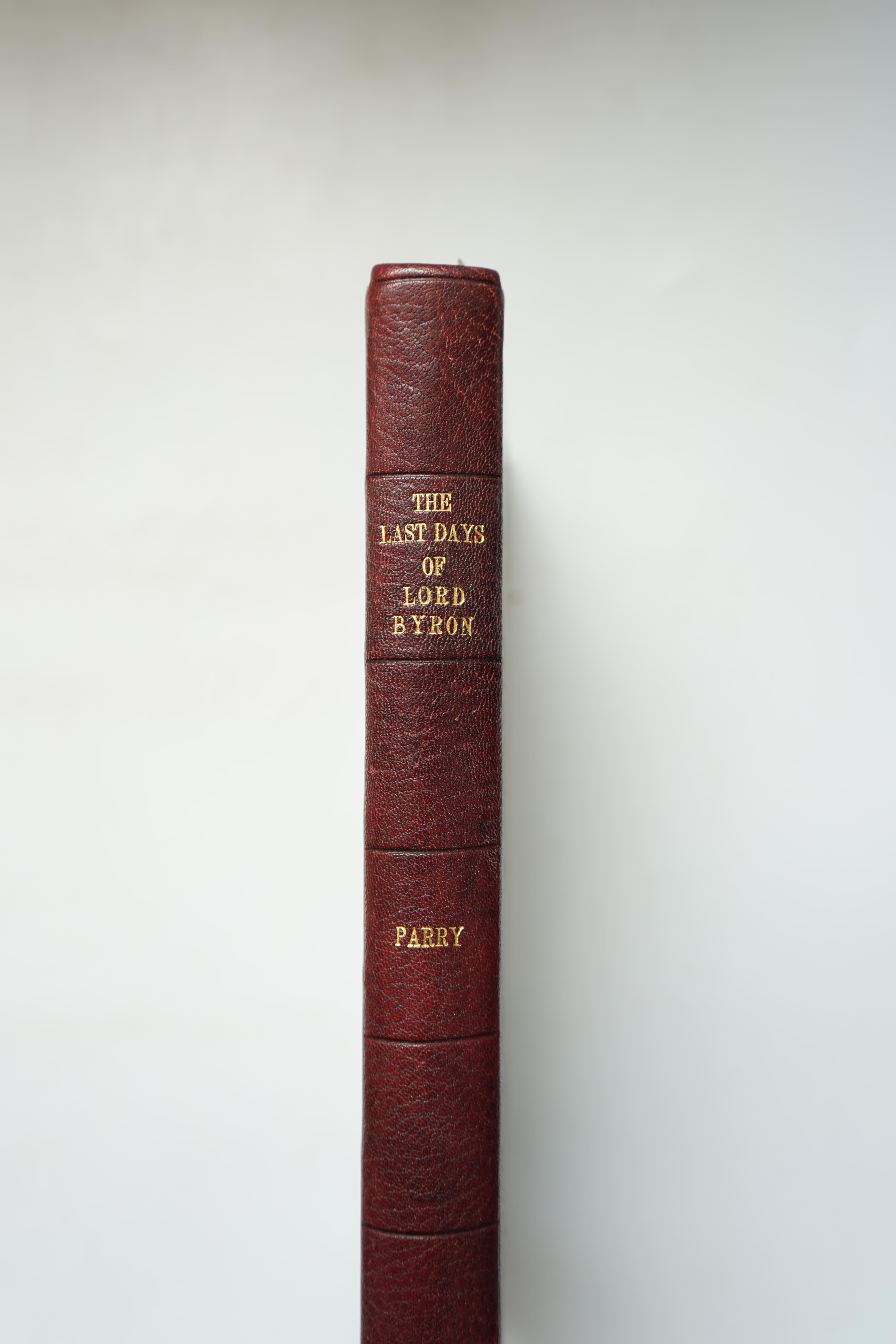 Gamba, Pietro - A Narrative of Lord Byron’s Last Journey to Greece, 1st edition, half title, 2 folding facsimiles of letters, 8vo, rebound half calf with marbled boards, 1825, bound with Panam, P.A.A - Memoirs of a Young